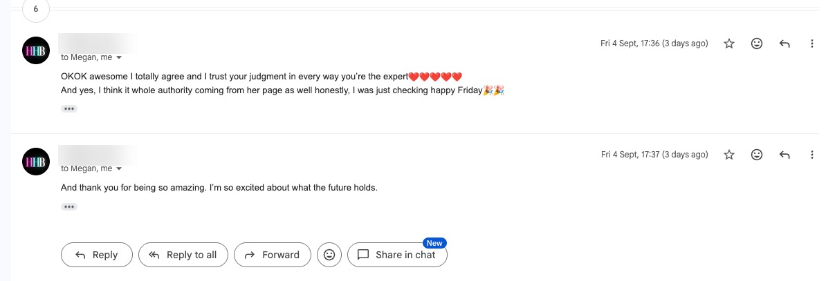 Client email: I totally agree and I trust your judgment in every way, you're the expert